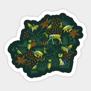 Eerie Forest- Mystical Animals in the Woods- Emerald Citron Sticker